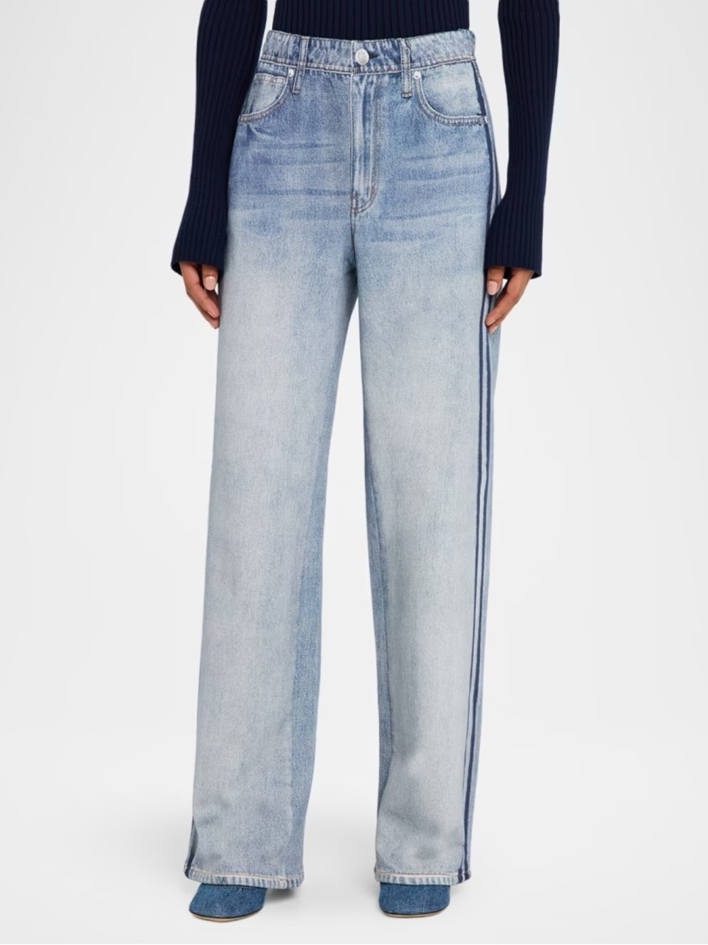 LINE | rb Cotton “Miramar Terry” Wide-Leg Track Jeans $218 NEW no tag